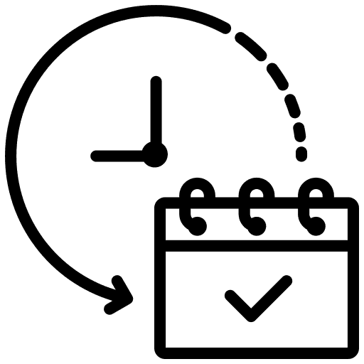 Clock and calendar representing punctual and flexible service